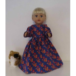 lange jurk blauw eekhoorns baby born 43cm