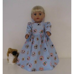 lange jurk blauw dieren baby born 43cm
