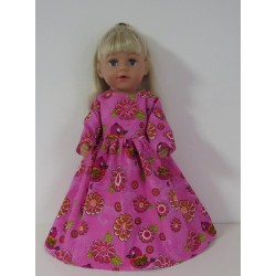 lange jurk roze vogels baby born 43cm