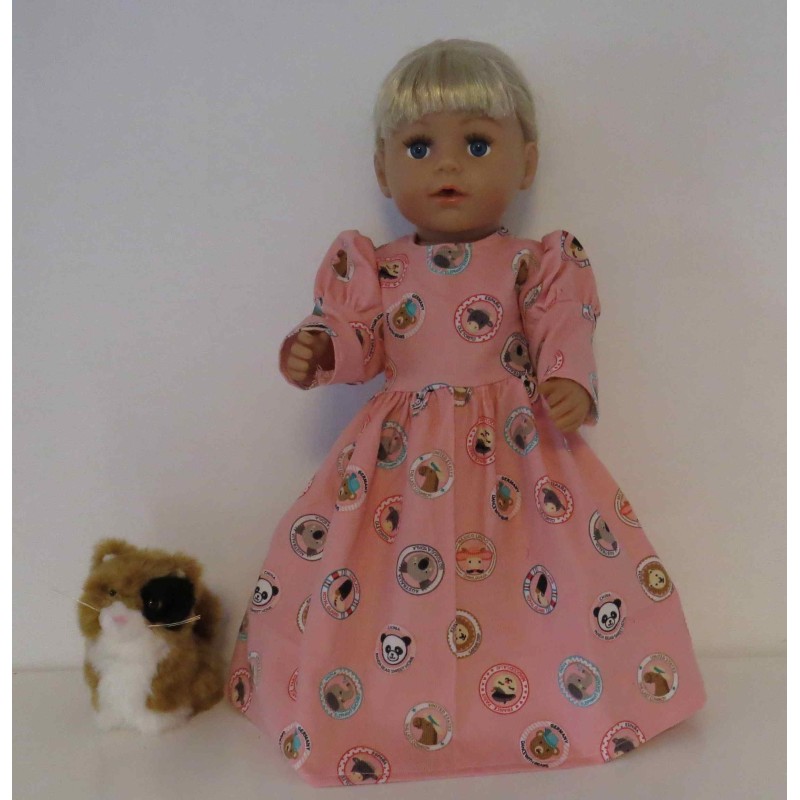 lange jurk roze dieren baby born 43cm