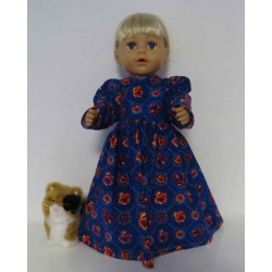 lange jurk blauw roosjes baby born 43cm