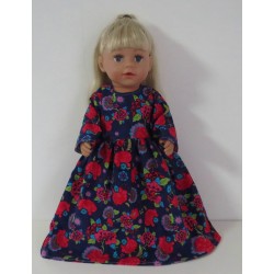 lange jurk donker blauw met bloemen rood baby born 43cm