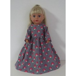 lange jurk grijs paddestoelen baby born 43cm