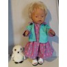 jeans jurk setje roze met bloemen baby born 43cm