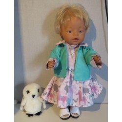 jeans jurk setje roze dieren mint baby born 43cm