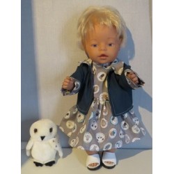 jeans jurk setje grijs dieren baby born 43cm