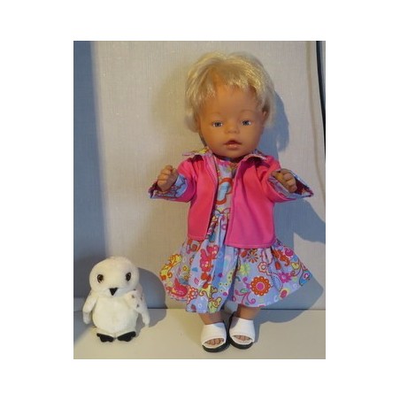 jeans jurk setje blauw vlinders en bloemen baby born 43cm