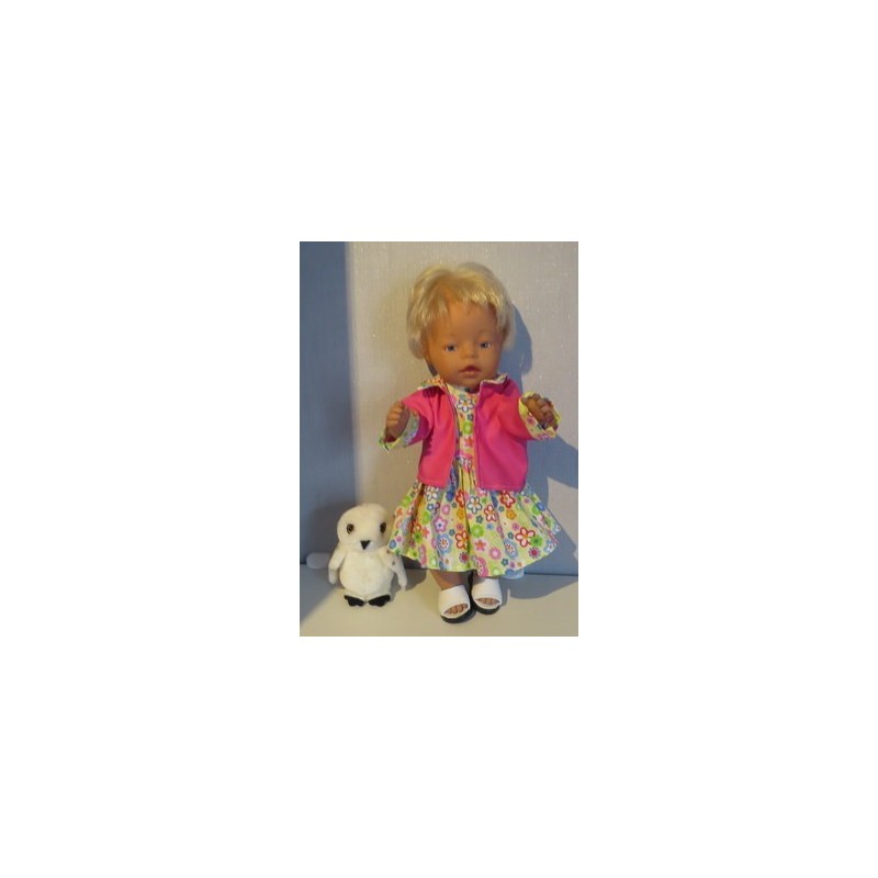 jeans jurk setje geel bloemen baby born 43cm