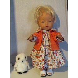 jeans jurk setje retro bloemen baby born 43cm