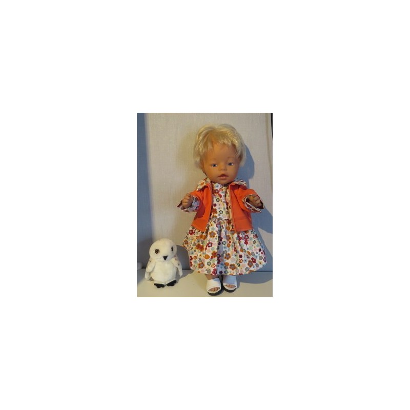 jeans jurk setje retro bloemen baby born 43cm