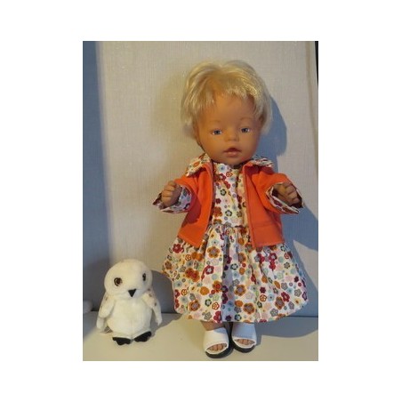 jeans jurk setje retro bloemen baby born 43cm