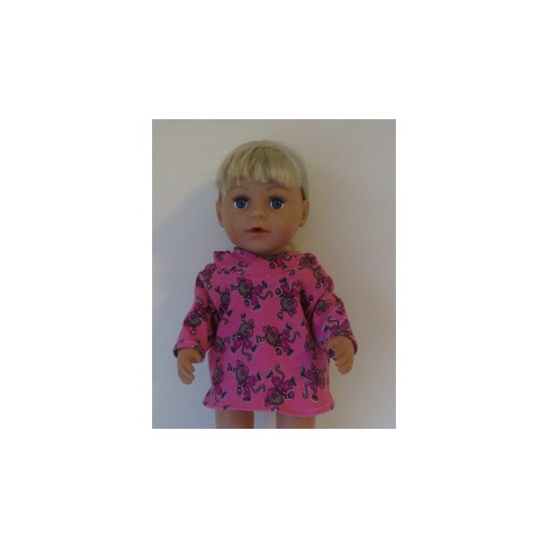capuchontrui roze apen baby born 43cm