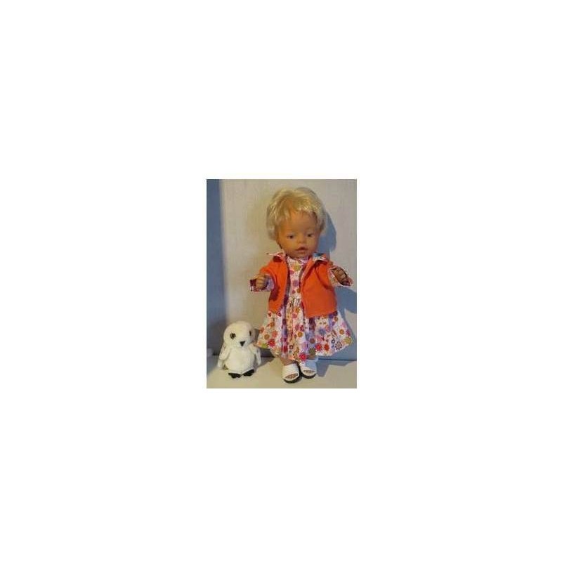 jeans jurk setje wit bloemen baby born 43cm