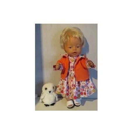 jeans jurk setje wit bloemen baby born 43cm