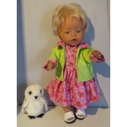jeans jurk setje roze bloemen baby born 43cm