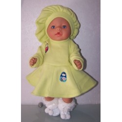 fleecejurk groen met matroeska baby born 43cm
