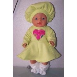 fleecejurk groen met hartje baby born 43cm