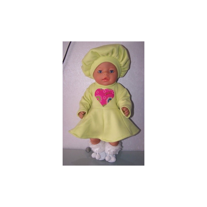 fleecejurk groen met hartje baby born 43cm