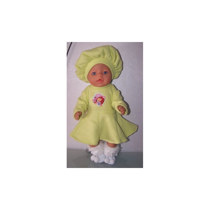 fleecejurk groen stawberry shortcake baby born 43cm