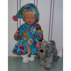 fleecejurk blauw met vlinders en bloemen baby born 43cm