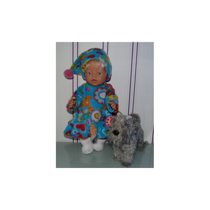 fleecejurk blauw met vlinders en bloemen baby born 43cm