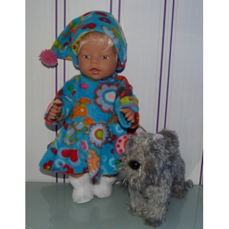 fleecejurk blauw met vlinders en bloemen baby born 43cm