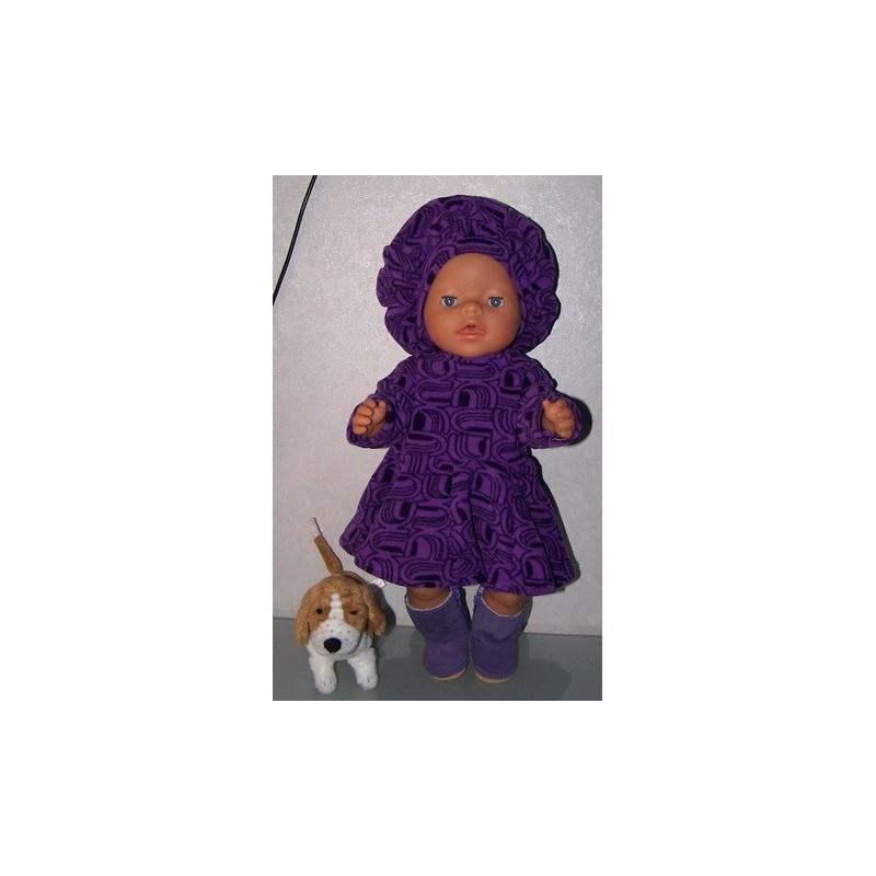 fleecejurk paars bewerkt baby born 43cm