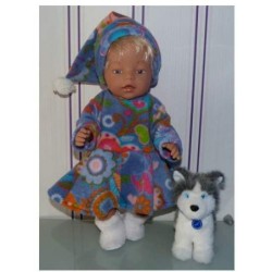 fleecejurk ijsblauw vlinders baby born 43cm