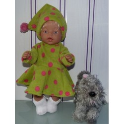 fleecejurk groen polka dots roze baby born 43cm