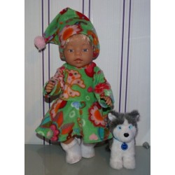 fleecejurk groen met vlinders en bloemen baby born 43cm