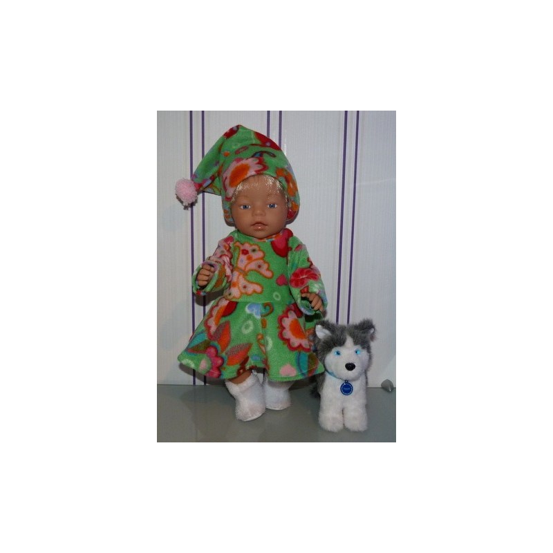 fleecejurk groen met vlinders en bloemen baby born 43cm