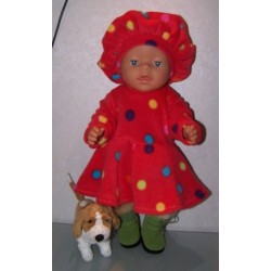 fleecejurk rood polka dots baby born 43cm