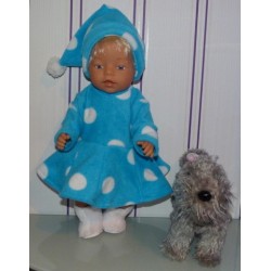 fleecejurk blauw polka dots baby born 43cm