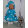 fleecejurk blauw polka dots baby born 43cm