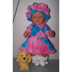 fleecejurk roze geruit baby born 43cm