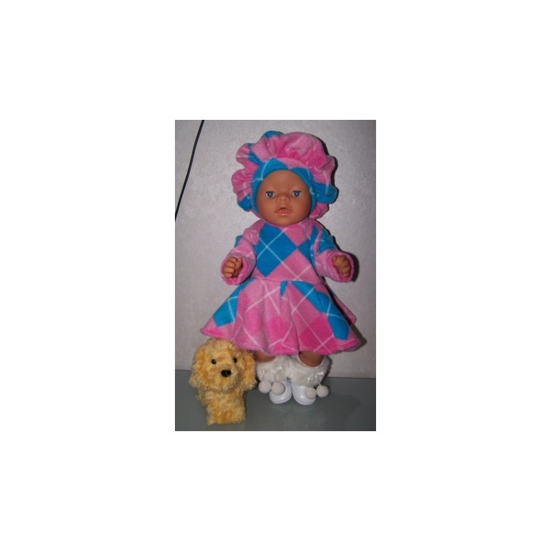 fleecejurk roze geruit baby born 43cm