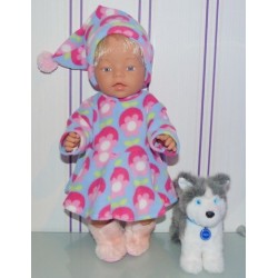 fleecejurk blauw met bloemen baby born 43cm