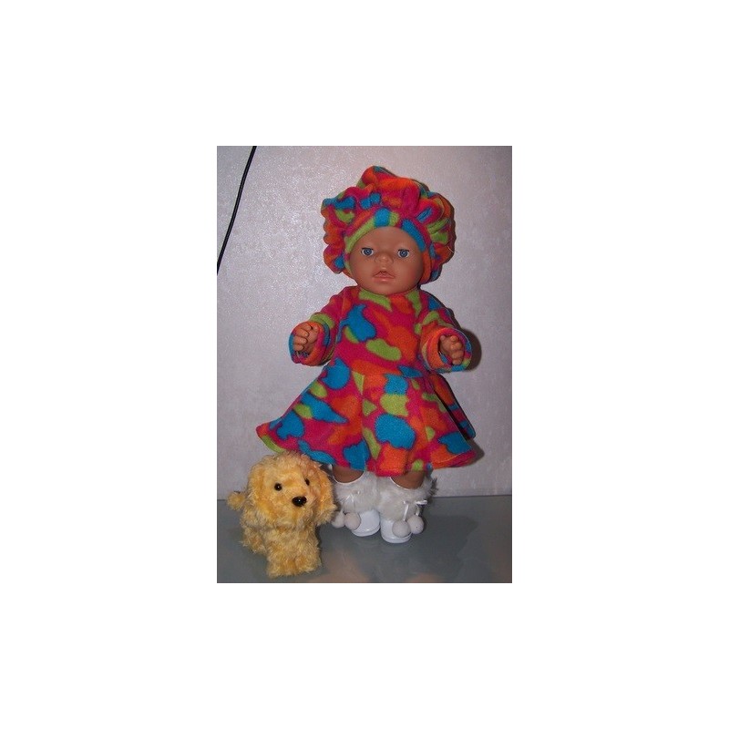 fleecejurk hard roze gekleurd baby born 43cm
