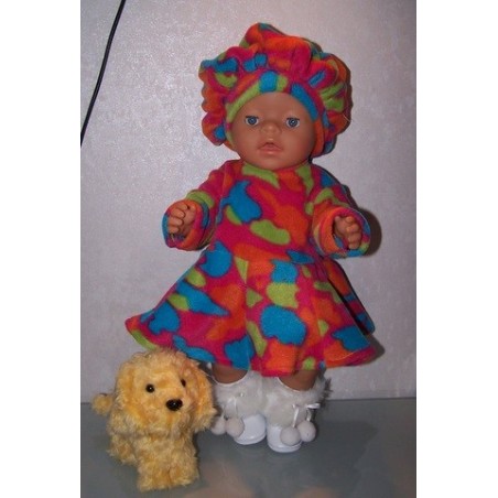 fleecejurk hard roze gekleurd baby born 43cm