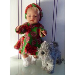 fleecejurk groen met bloemen rood/roze baby born 43cm
