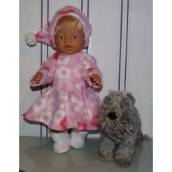 fleecejurk roze met witte bloemen baby born 43cm