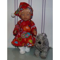 fleecejurk rood met vlinders en bloemen baby born 43cm