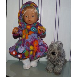 fleecejurk paars met kleine bloemen baby born 43cm
