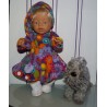 fleecejurk paars met kleine bloemen baby born 43cm
