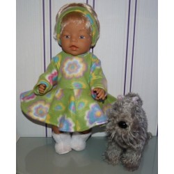 fleecejurk licht groen met bloemen baby born 43cm
