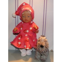 fleecejurk hard roze paddestoelen baby born 43cm