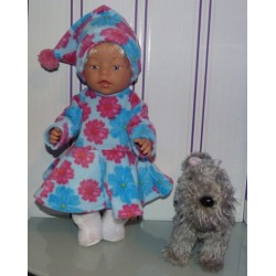 fleecejurk blauw bloemen baby born 43cm