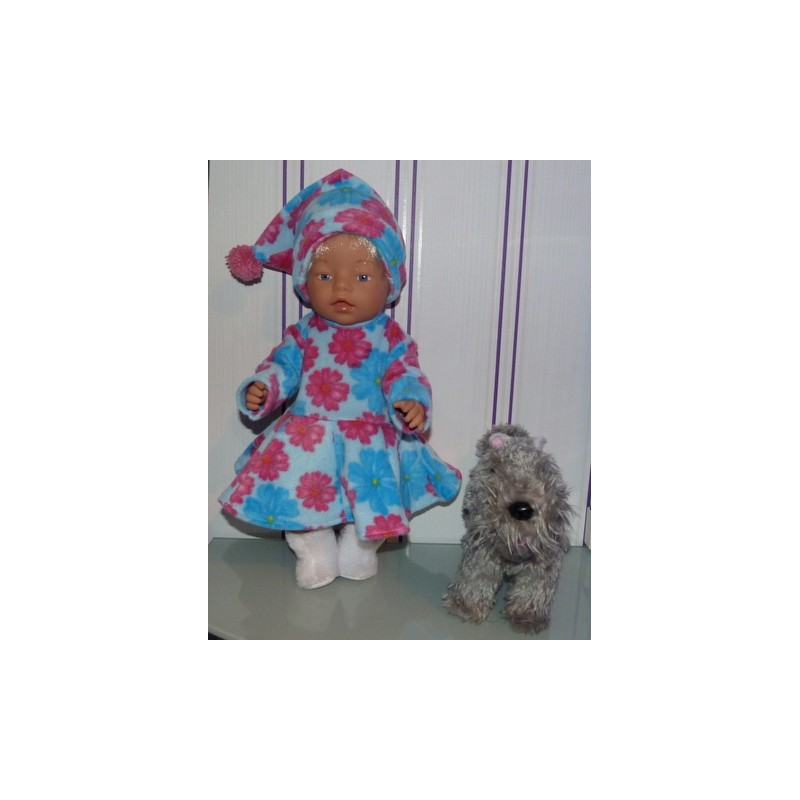 fleecejurk blauw bloemen baby born 43cm