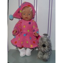 fleecejurk roze stippen baby born 43cm
