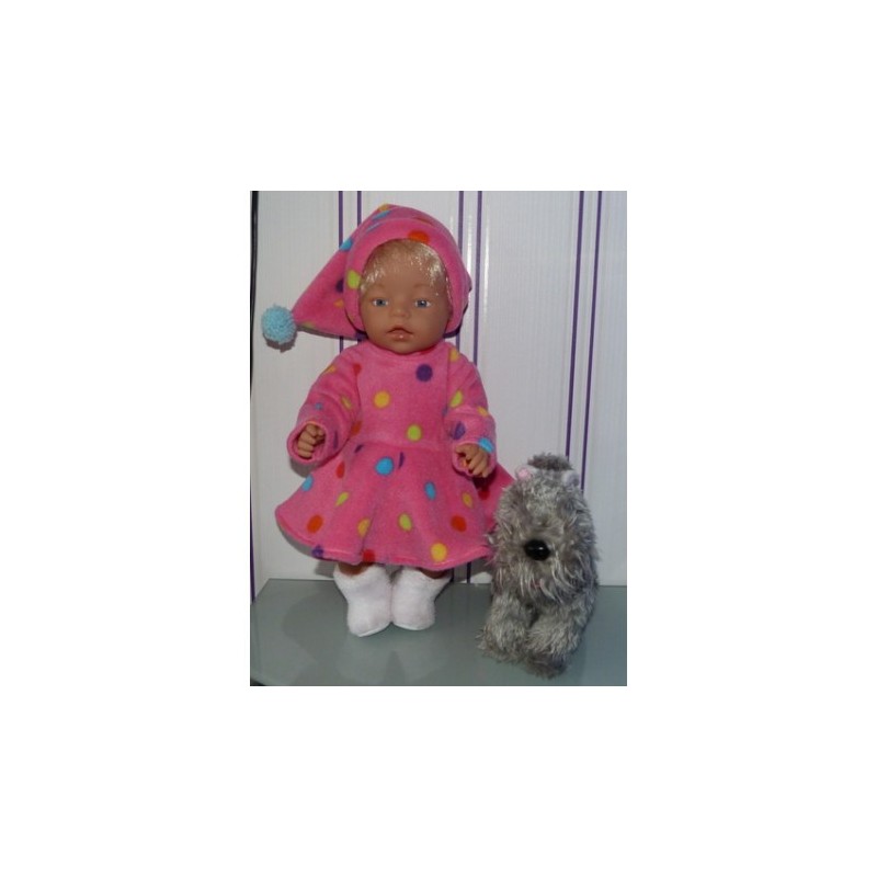 fleecejurk roze stippen baby born 43cm